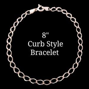 Sterling Italy Curb Link Charm Chain Bracelet